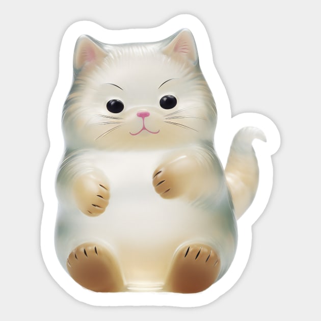 Cute Chubby Glass Cat Design Sticker by Cuteopia Gallery